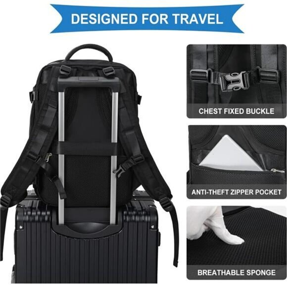 Large Travel Backpack For Women Men Carry On Backpack Hiking Backpack Black main image 7